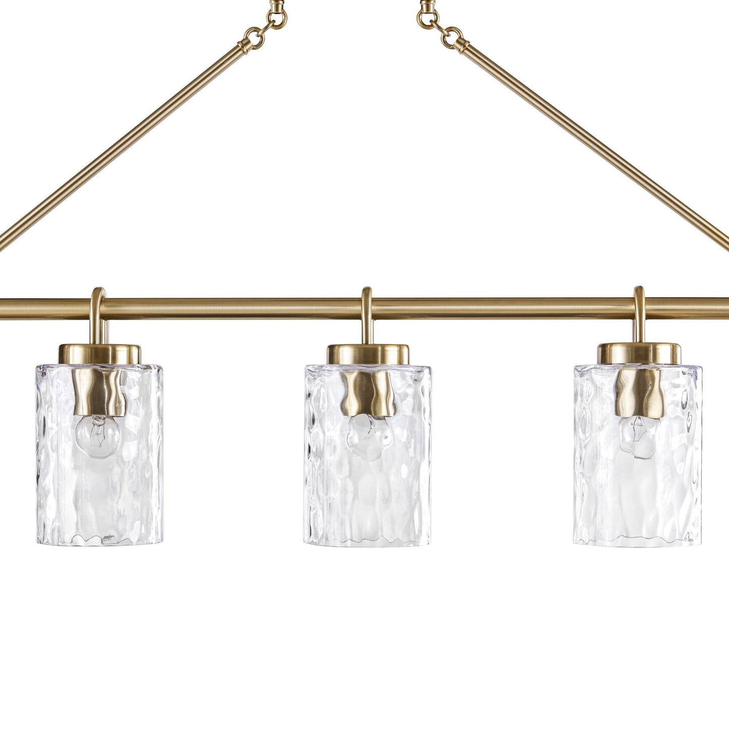 5-Light Linear Chandelier – Textured Glass Shades & Antique Brass | Dining Room & Kitchen Island