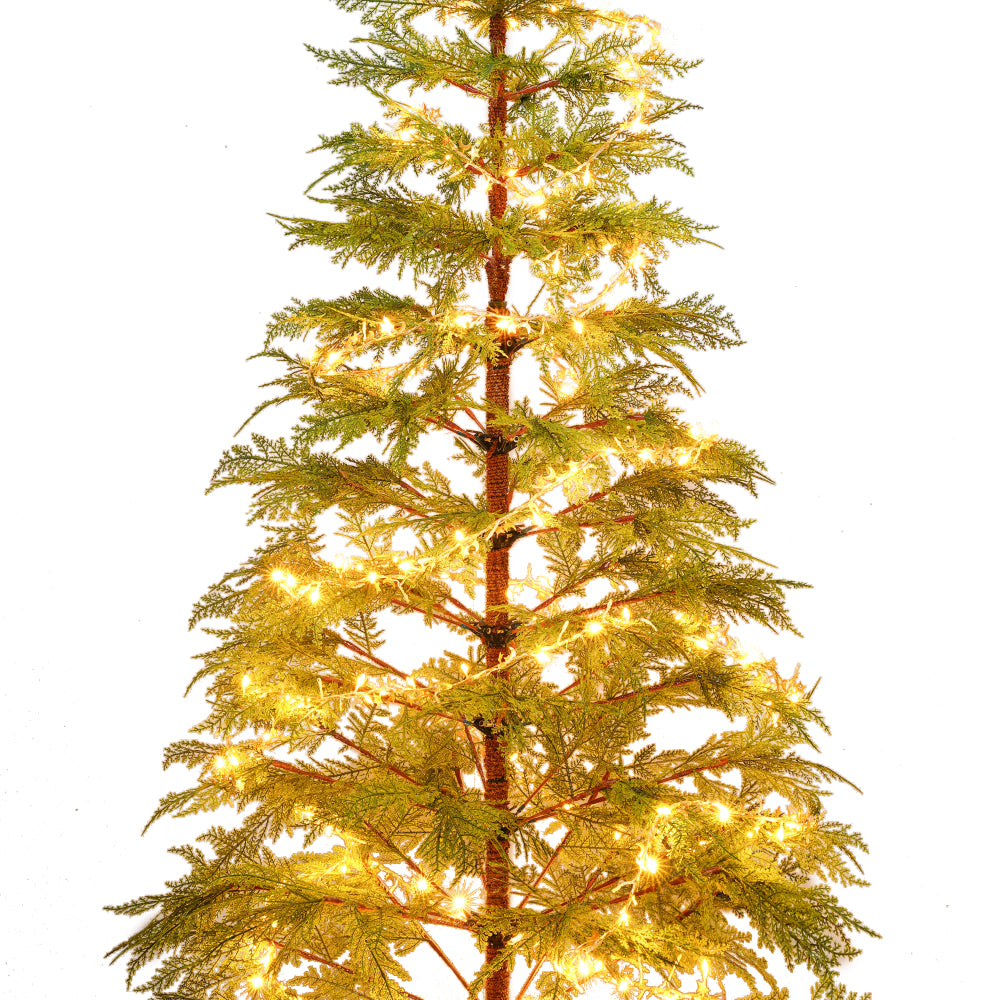 6 FT Pre-Lit Artificial Christmas Tree | 300 Star & Moon LED Lights, 612-Tip PE Realistic Branches & Metal Stand — Full Holiday Tree