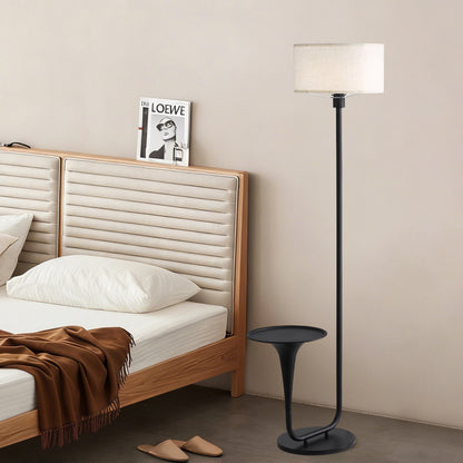 Dimmable Floor Lamp with Side Table | 57.5" Vintage Standing Light, Foot Switch & Bulb Included