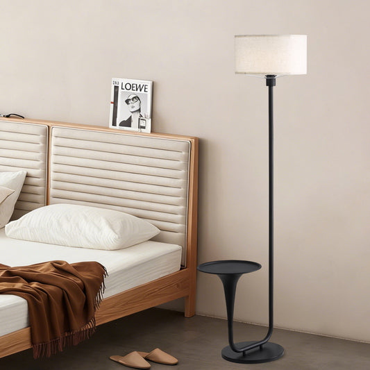 Dimmable Floor Lamp with Side Table | 57.5" Vintage Standing Light, Foot Switch & Bulb Included Vistaro Home