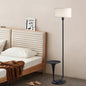 Dimmable Floor Lamp with Side Table | 57.5" Vintage Standing Light, Foot Switch & Bulb Included