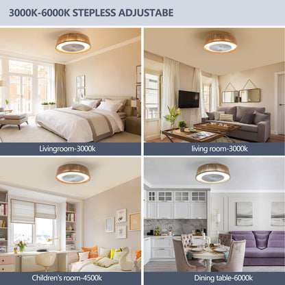 21" Boho Caged Ceiling Fan with LED Light & Remote – Braided Twine Design, 3CCT Dimmable, 6 Speeds & Reversible DC Motor