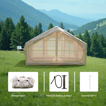 Inflatable Camping Tent for 4–6 People | 4-Season Waterproof Air Tent with Clear Skylight, Mesh Windows & Dual Pump — 420D Oxford