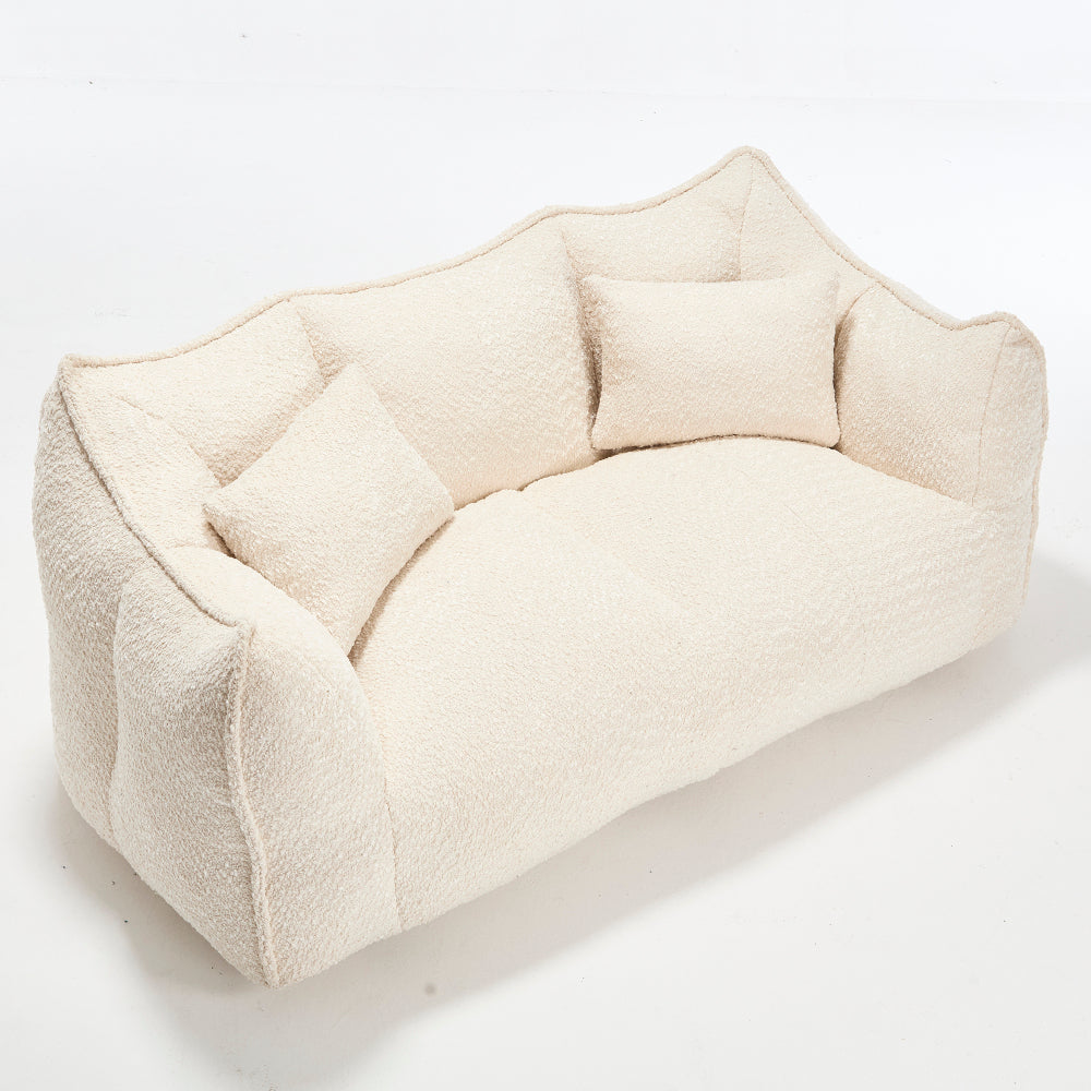 Oversized 2-Person Bean Bag Chair | Chenille Square Lounger with High-Resilience Foam, Armrests & Handle For Gaming, Reading & TV