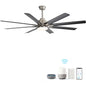 66" Smart Ceiling Fan with LED Light | 8-Blade Dimmable Fan with DC Motor, Remote, App & Voice Control — Alexa & Google Home Compatible Brushed Nickel