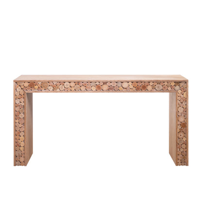 Rustic Console Table with Natural Log Accents | 62" Narrow Entryway & Sofa Table Modern Farmhouse Style