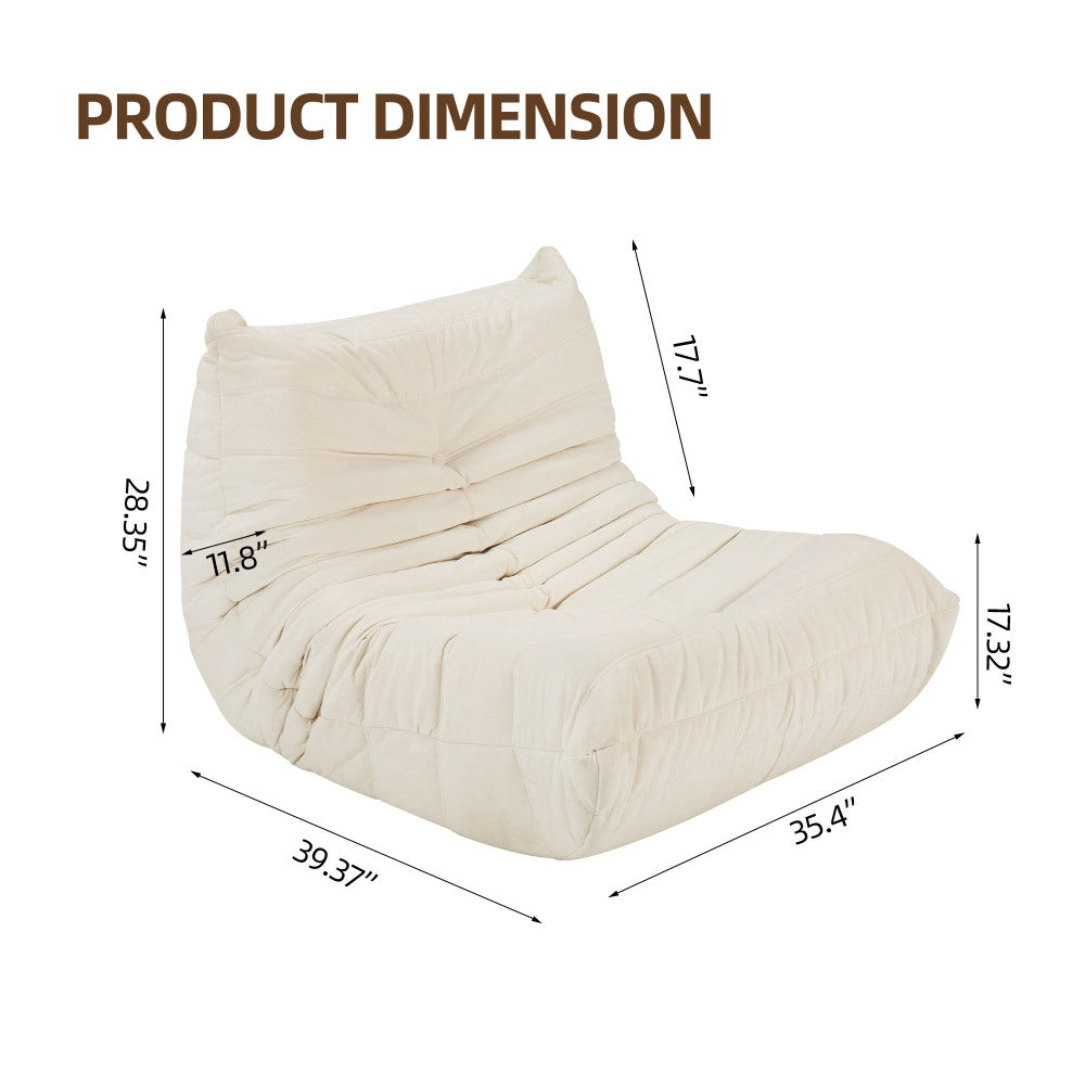 Bean Bag Lounger Chair | No-Assembly Foam-Filled Sofa with Waterproof Three-Proof Fabric — For Living Room, Gaming & Home