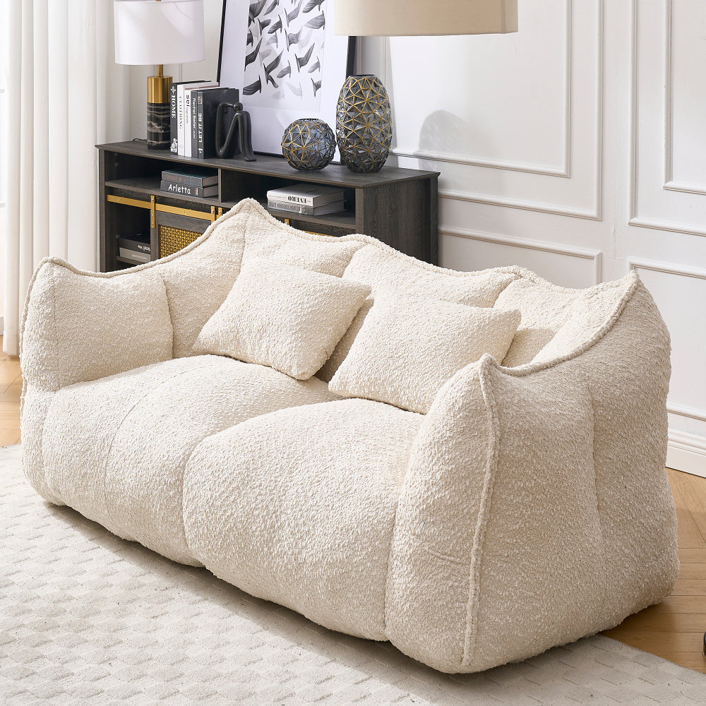 Oversized 2-Person Bean Bag Chair | Chenille Square Lounger with High-Resilience Foam, Armrests & Handle For Gaming, Reading & TV