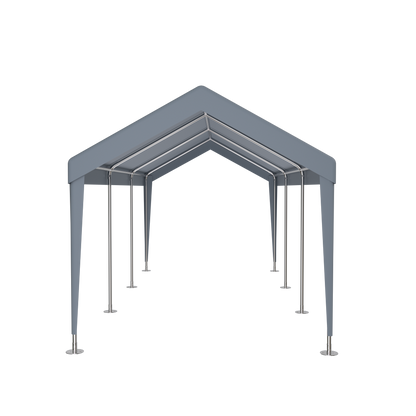 10×20 FT Portable Carport Garage | Heavy-Duty Galvanized Steel Frame with 2 Roll-Up Doors & 4 Ventilated Windows — White / Grey
