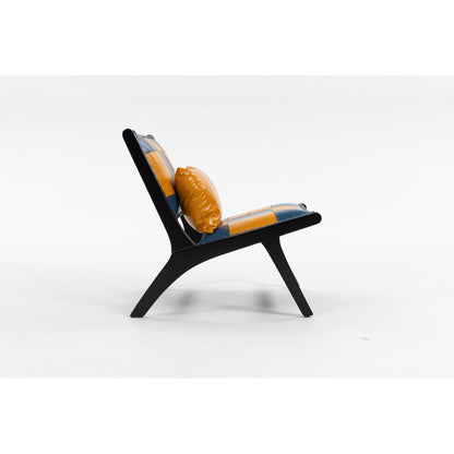 Mid-Century Accent Lounge Chair – Solid Wood Frame, Wide Seat, Boho Scandinavian Style