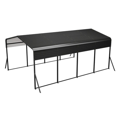 13×20 FT Metal Carport | Heavy-Duty Galvanized Steel Hardtop with Triangle Reinforced Frame & 4 Poles — All-Weather Vehicle & Outdoor Storage Shelter