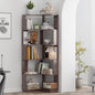 6-Tier L-Shaped Corner Bookshelf | Freestanding Wood Display Shelf with Anti-Drop Panels & Anti-Tip Device — 5 Colors Ox Blood Red