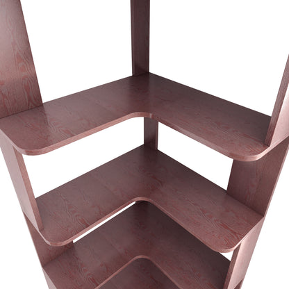 6-Tier L-Shaped Corner Bookshelf | Freestanding Wood Display Shelf with Anti-Drop Panels & Anti-Tip Device — 5 Colors