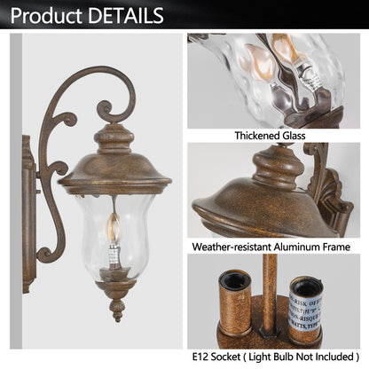 22" Vintage Outdoor Wall Lantern | Weatherproof Bronze Sconce with Clear Glass Shade for Porch, Patio & Entryway