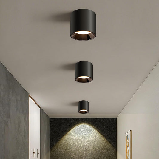 Modern Flush Mount Ceiling Light | 4.8" LED Cylinder Fixture for Hallway, 5CCT 3000K-6000K Dimmable, CRI90+ Black / 3 Pack Vistaro Home