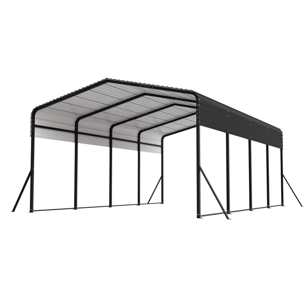 13×20 FT Metal Carport | Heavy-Duty Galvanized Steel Hardtop with Triangle Reinforced Frame & 4 Poles — All-Weather Vehicle & Outdoor Storage Shelter