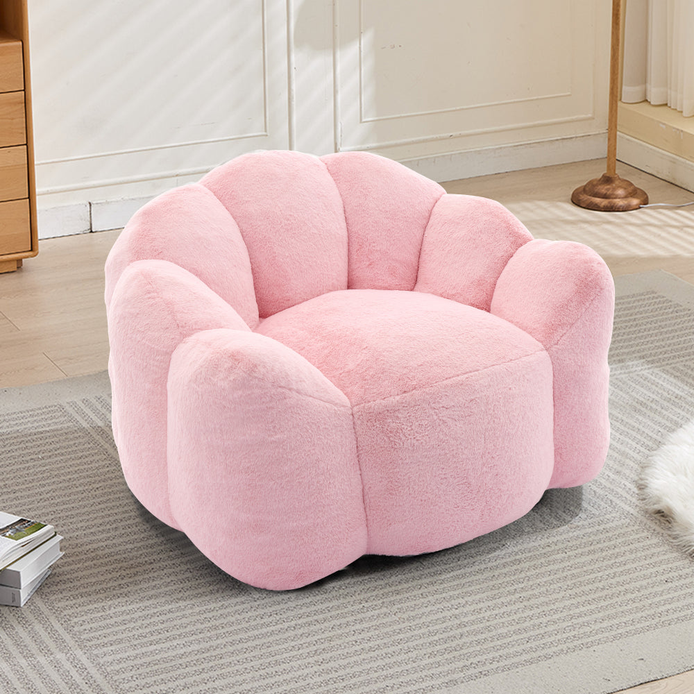 Lotus Bean Bag Sofa Chair | No-Assembly Memory Foam Lounger with Pull Ring & Anti-Fouling Fabric — 6 Colors Pink