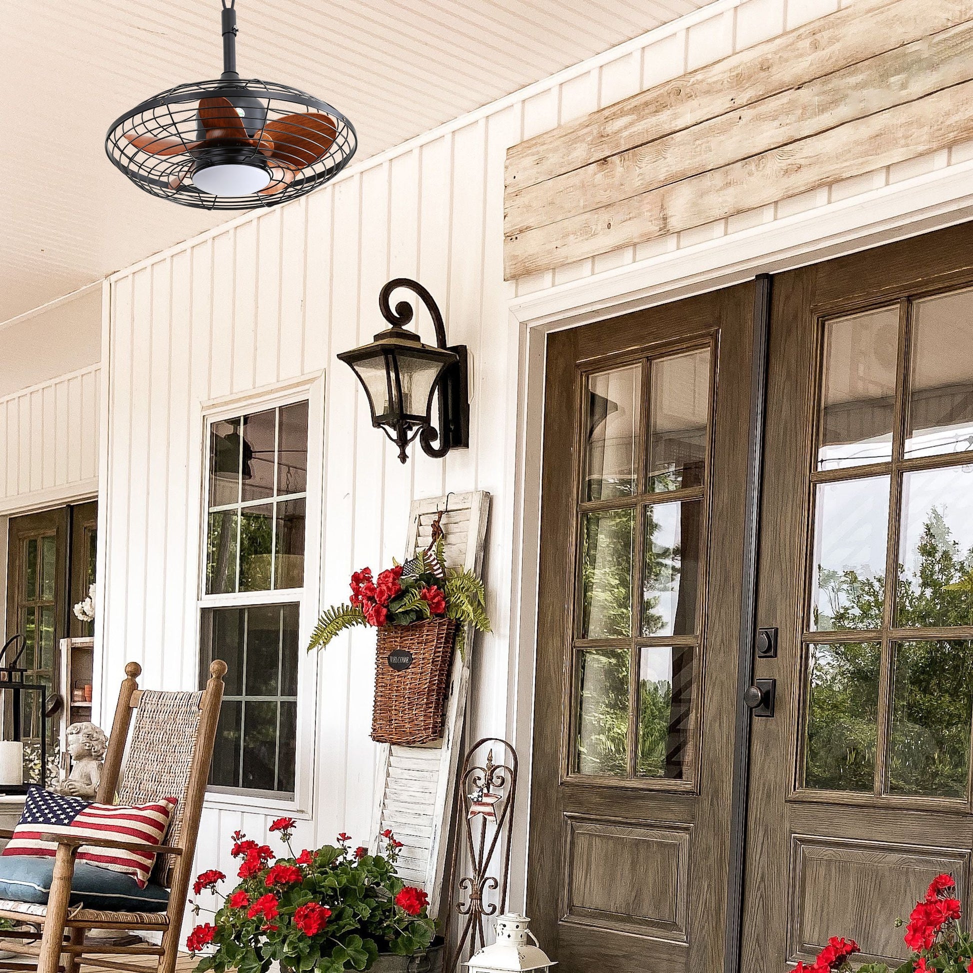 20" Outdoor Ceiling Fan with LED Light & Remote – 18W 3CCT, Reversible DC Motor & Weatherproof | Patio & Pergola