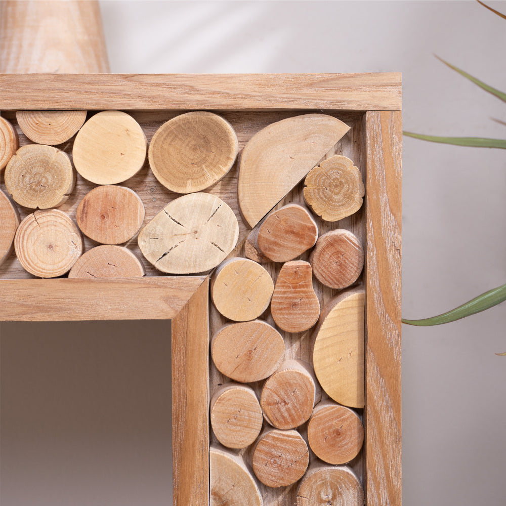 Rustic Console Table with Natural Log Accents | 62" Narrow Entryway & Sofa Table Modern Farmhouse Style