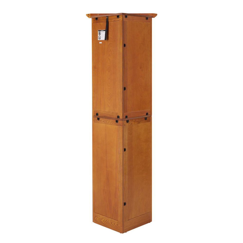 72" Corner Kitchen Pantry Cabinet | 4-Tier Tall Storage with 8 Doors & Shelves — Farmhouse Oak