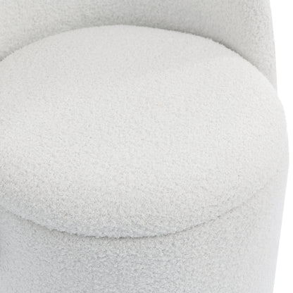 Upholstered Barrel Chair with Storage | 360° Swivel Vanity & Dining Seat, Free Cat Bed Included