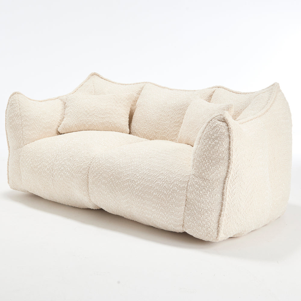 Oversized 2-Person Bean Bag Chair | Chenille Square Lounger with High-Resilience Foam, Armrests & Handle For Gaming, Reading & TV