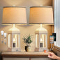 Rustic Farmhouse Table Lamps Set of 2 – USB A+C, Built-in Nightlight, 3-Way Dimmable Touch Lamp