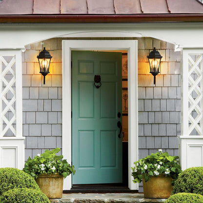 Vintage Black Metal Outdoor Wall Lantern | E26 Sconce Light for Porch, Patio & Garden