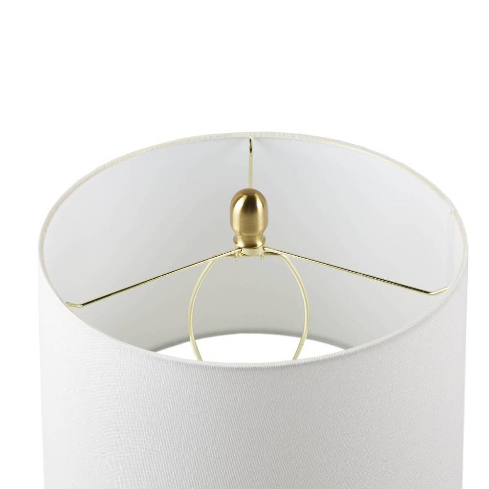 Faceted Green Glass Table Lamp – Gold Metal Base & White Fabric Shade | LED Bulb Included | Modern Accent Lamp
