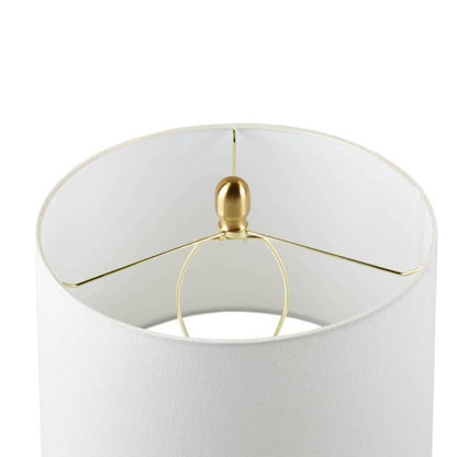 Faceted Green Glass Table Lamp – Gold Metal Base & White Fabric Shade | LED Bulb Included | Modern Accent Lamp