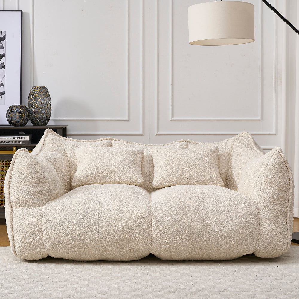 Oversized 2-Person Bean Bag Chair | Chenille Square Lounger with High-Resilience Foam, Armrests & Handle For Gaming, Reading & TV