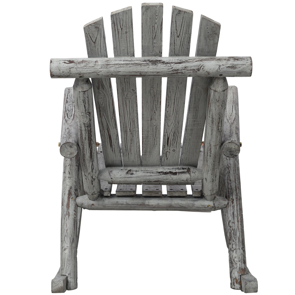 Fir Wood Porch Rocking Chair | Ergonomic High-Back Outdoor Rocker with 330 lb Capacity — Light Gray