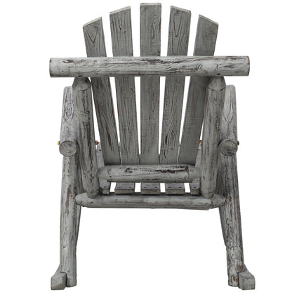 Fir Wood Porch Rocking Chair | Ergonomic High-Back Outdoor Rocker with 330 lb Capacity — Light Gray