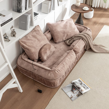 Oversized Velvet Floor Sofa Bed – 5 Adjustable Positions, Massage Pillow, 350 lb Capacity