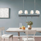 8-Light Rectangular Chandelier with Drum Shades | Black & Silver Farmhouse Ceiling Light — 40" Wide, Adjustable Height, Dining Room & Kitchen Island