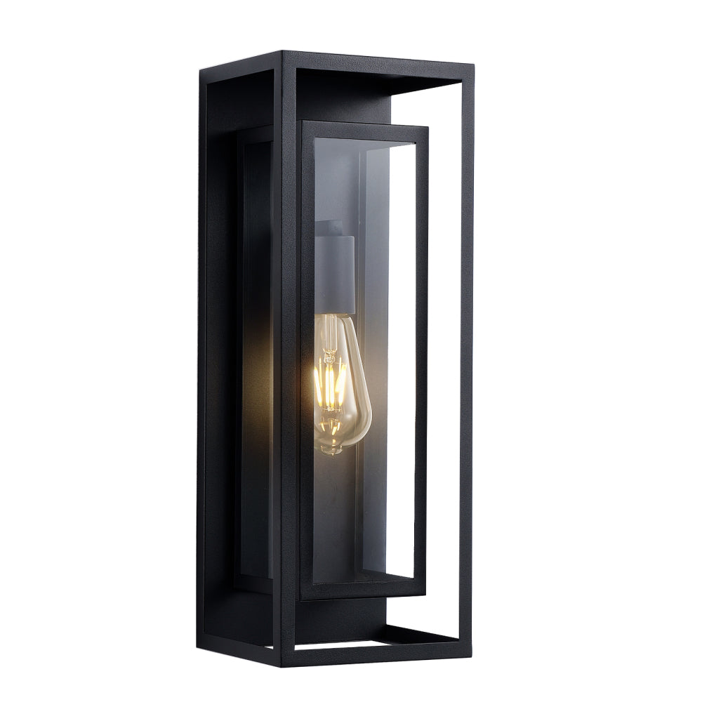 Black Outdoor Wall Lantern | IP65 Waterproof Coach Light with Clear Glass & E26 Socket — 2 Sizes, 2-Pack for Porch, Garage & Front Door