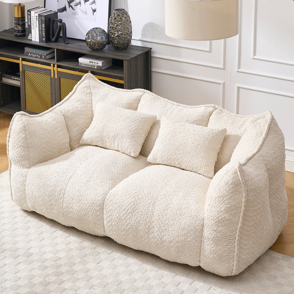 Oversized 2-Person Bean Bag Chair | Chenille Square Lounger with High-Resilience Foam, Armrests & Handle For Gaming, Reading & TV