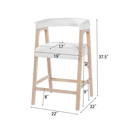 26" Counter Height Bar Stools with Back | Set of 2 Padded Kitchen Island & Dining Stools — Modern Minimalist Style