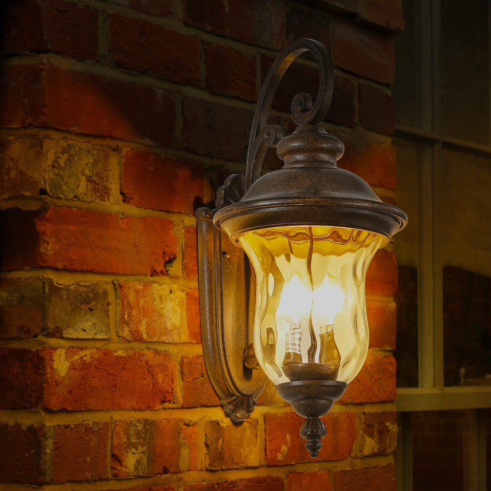 22" Vintage Outdoor Wall Lantern | Weatherproof Bronze Sconce with Clear Glass Shade for Porch, Patio & Entryway