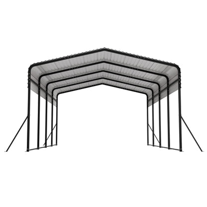 13×20 FT Metal Carport | Heavy-Duty Galvanized Steel Hardtop with Triangle Reinforced Frame & 4 Poles — All-Weather Vehicle & Outdoor Storage Shelter