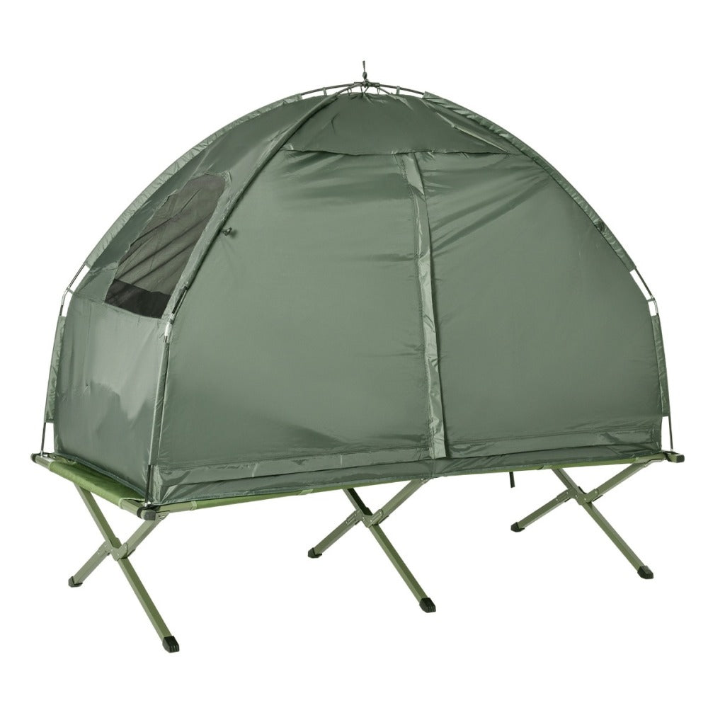 All-in-One Camping Cot Set with Tent, Air Mattress, Sleeping Bag & Pillow | Portable Folding Camp Bed for Adults