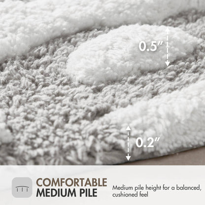 Round Medallion Tufted Cotton Bath Rug – 25", Plush, Super Absorbent, Machine Washable