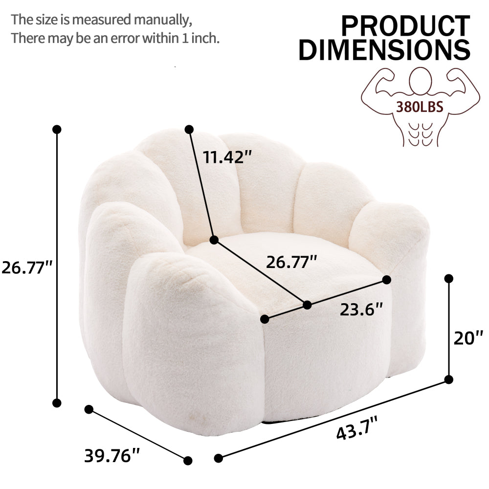 Lotus Bean Bag Sofa Chair | No-Assembly Memory Foam Lounger with Pull Ring & Anti-Fouling Fabric — 6 Colors