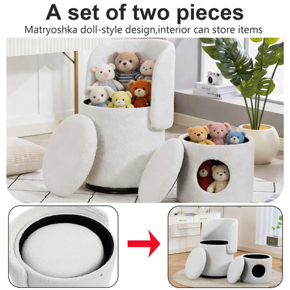 Upholstered Barrel Chair with Storage | 360° Swivel Vanity & Dining Seat, Free Cat Bed Included