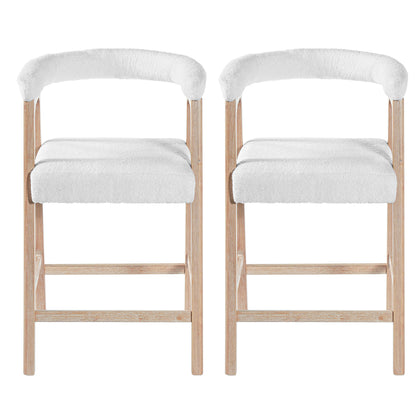 26" Counter Height Bar Stools with Back | Set of 2 Padded Kitchen Island & Dining Stools — Modern Minimalist Style