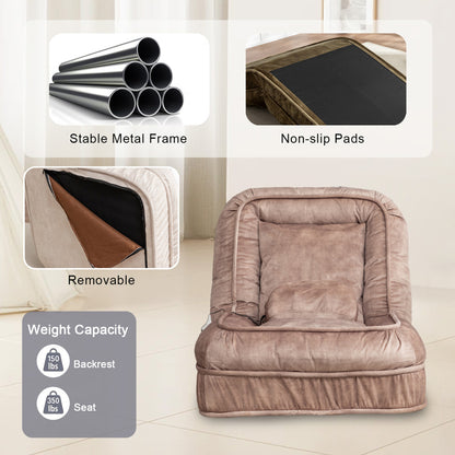 Oversized Velvet Floor Sofa Bed – 5 Adjustable Positions, Massage Pillow, 350 lb Capacity
