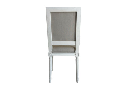 Regent Dining Chair | Louis XVI Carved Frame, Antique White & Oatmeal Linen, Classic Elegance