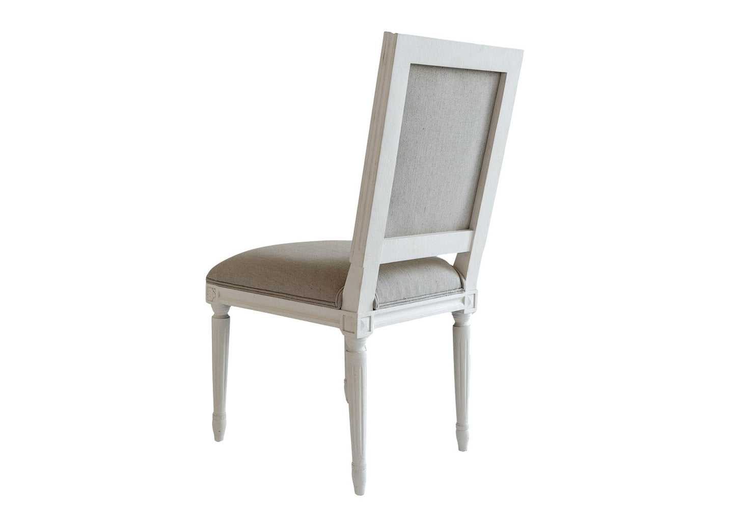 Regent Dining Chair | Louis XVI Carved Frame, Antique White & Oatmeal Linen, Classic Elegance