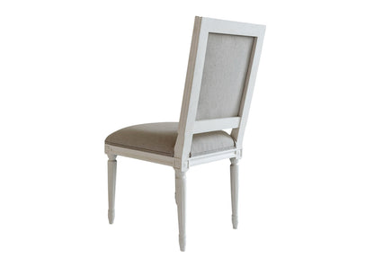 Regent Dining Chair | Louis XVI Carved Frame, Antique White & Oatmeal Linen, Classic Elegance