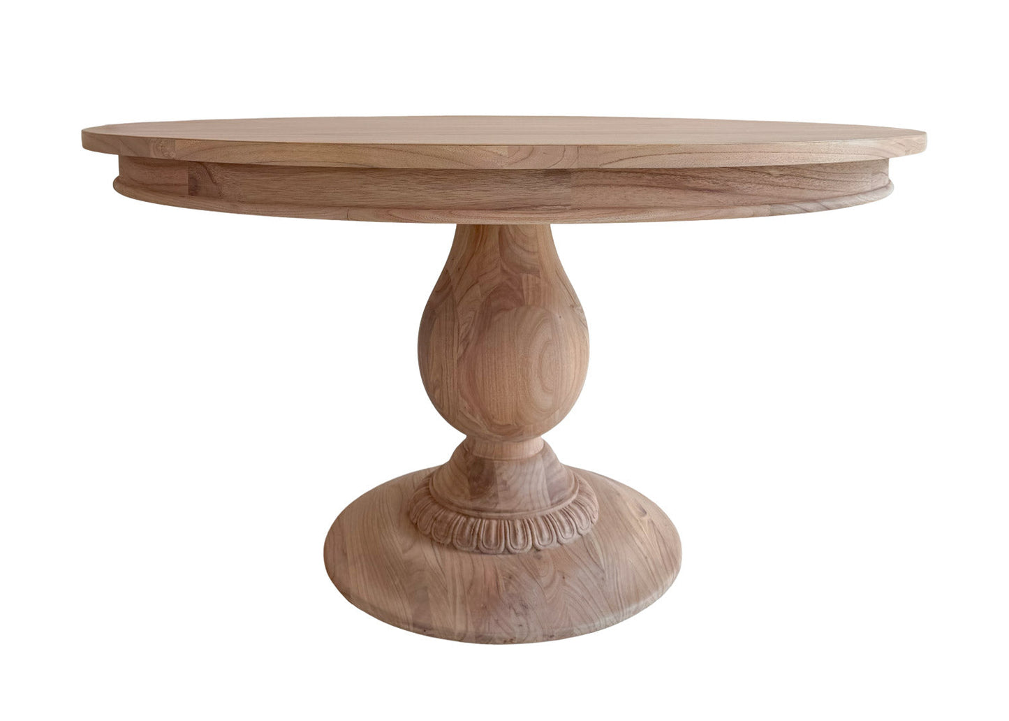 Charlotte Pedestal Dining Table | 48" Round Solid Wood, Natural Light Oak, Seats 4